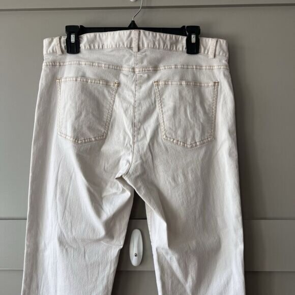Eileen Fisher Pants Womens Petite Medium White Straight Leg Denim Jeans Made USA - Picture 7 of 16